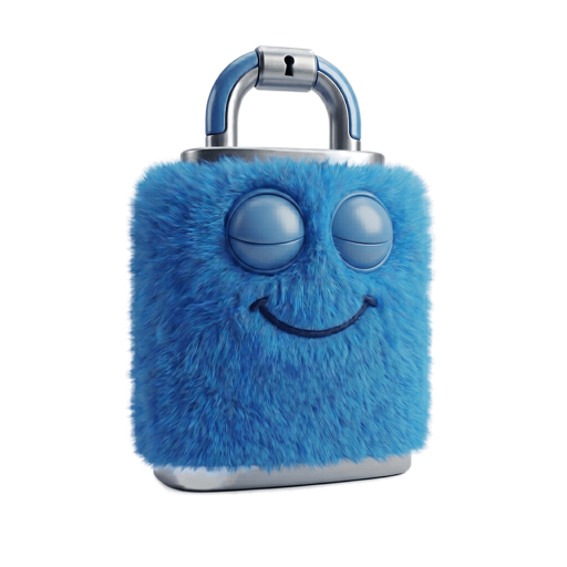 The hYYa Vault mascot — a smiling blue furry padlock