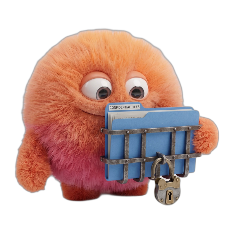 hYYa Encrypted Folder — the mascot guarding a locked folder of files