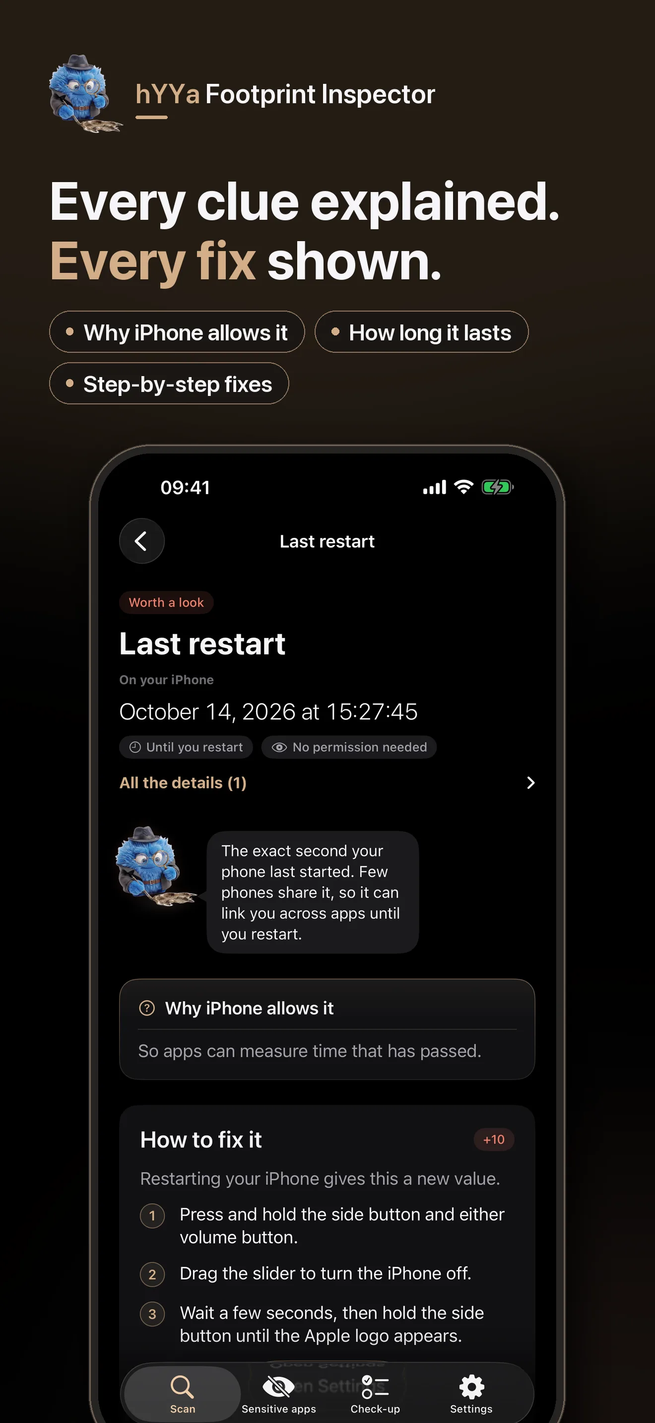 The Last restart finding &mdash; the exact date and time, why iPhone allows it, and step-by-step instructions to fix it