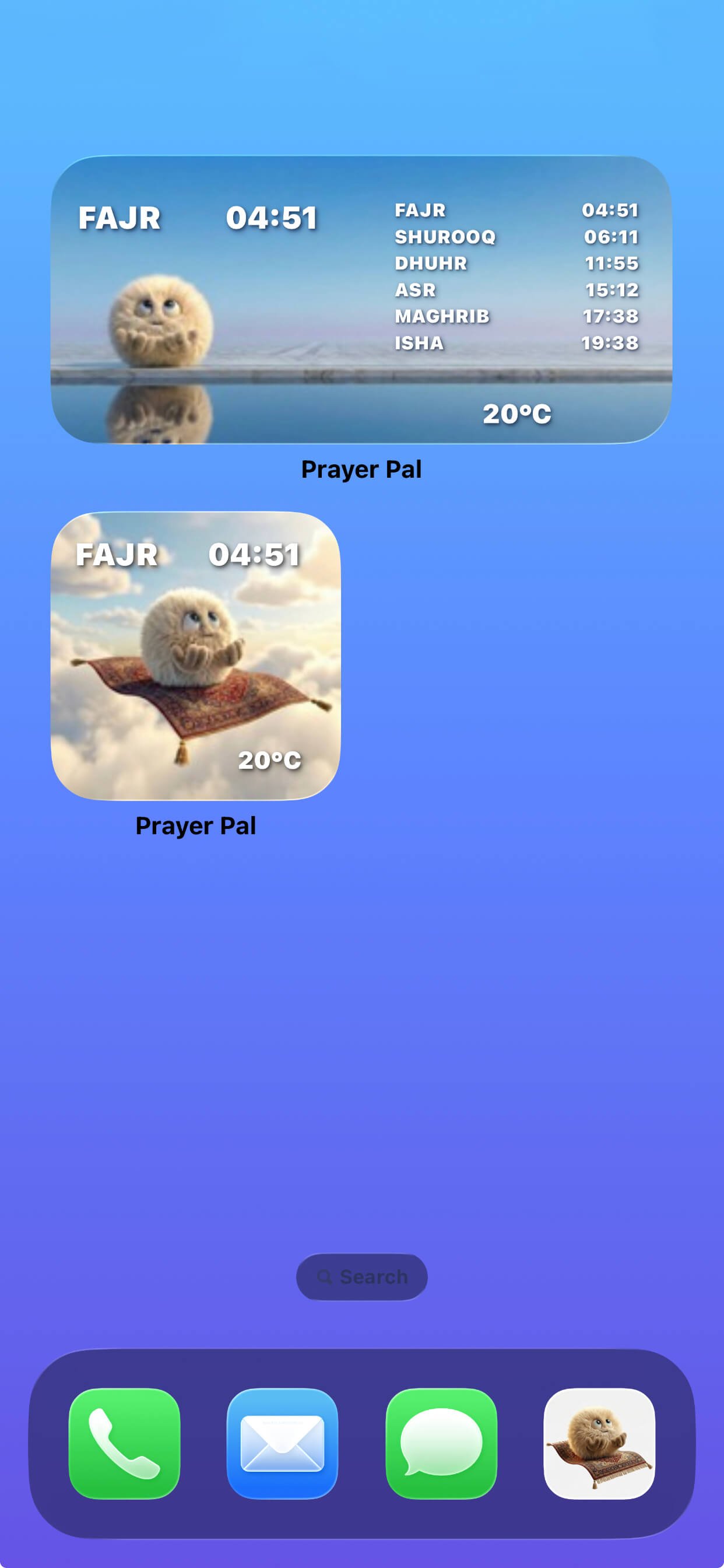 hYYa Prayer Pal watch home and widget-style view